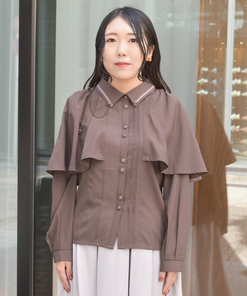 axes femme（アクシーズ ファム） ブラウス シャツ 連釦×チェーン付