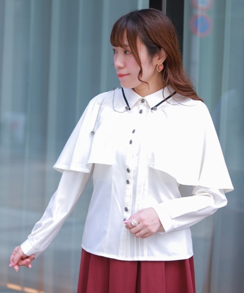 axes femme（アクシーズ ファム） ブラウス シャツ 連釦×チェーン付