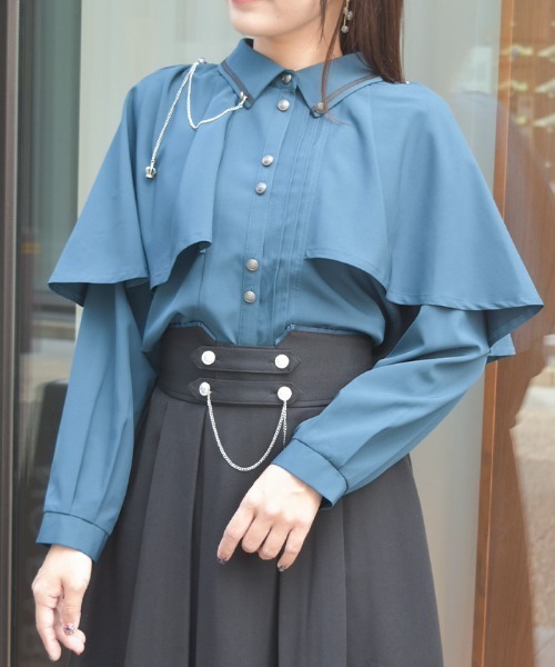 axes femme（アクシーズ ファム） ブラウス シャツ 連釦×チェーン付