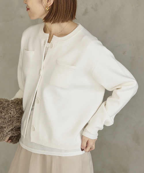 IENA スーパーファインスムースクルーカーディガン イエナ IENA（イエナ） カーディガン スーパーファインスムース ショート