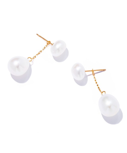 ピアス 「les bonbon」organic double pearl pierce/オーガニック ダブル パール ピアス レディースの画像