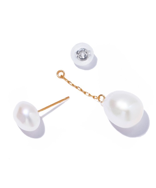 ピアス 「les bonbon」organic double pearl pierce/オーガニック ダブル パール ピアス レディースの画像