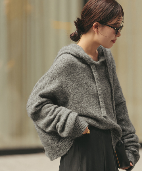 Plage / プラージュ | 2021AW | les Tendre BIG HOODIE ニット | F | グレー | レディース セール】les Tendre BIG HOODIE◇（ニット/セーター）｜Plage