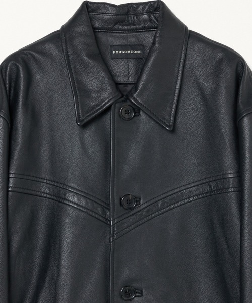 コート ジャケット FORSOMEONE LEATHER CAR COAT メンズの画像