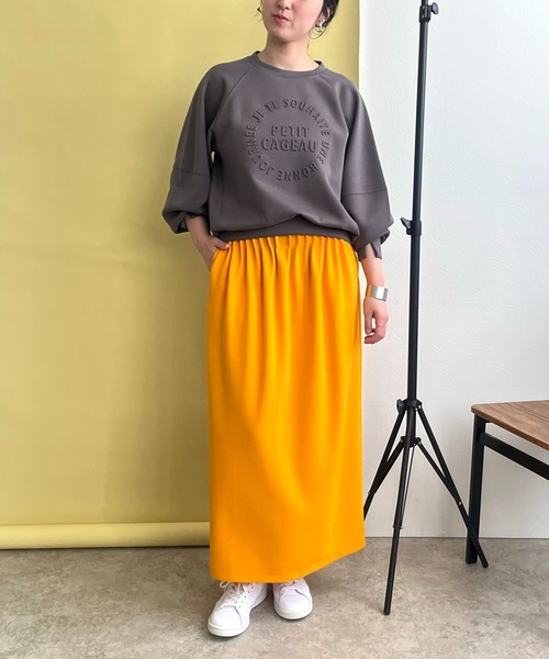 「LHELBIE」 ロングスカート M オレンジ レディース_画像3