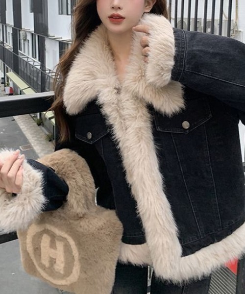 デニムジャケット gジャン ファーカラーデニムジャケット レディース