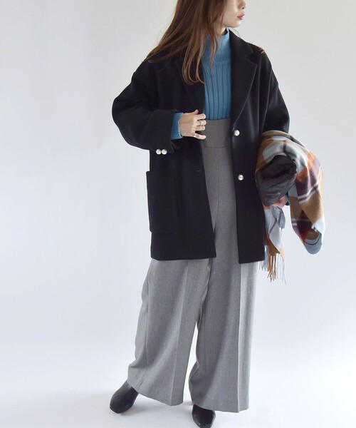 quaranciel チェスターコート ONE SIZE ブラック レディース