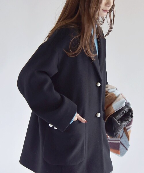 quaranciel チェスターコート ONE SIZE ブラック レディース