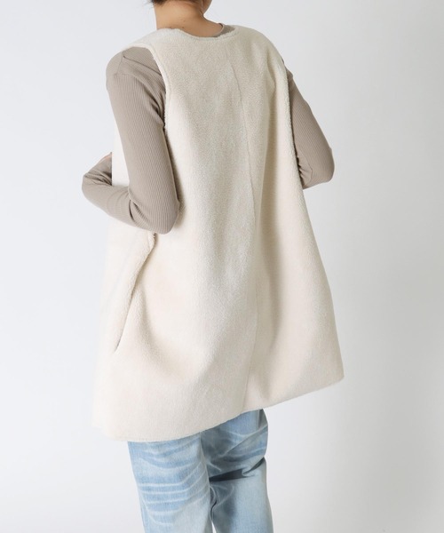 VERSEAU エコムートンショートジレ 【美品】 VERSEAU（ヴェルソー） コート アウター エコムートンジレ レディース