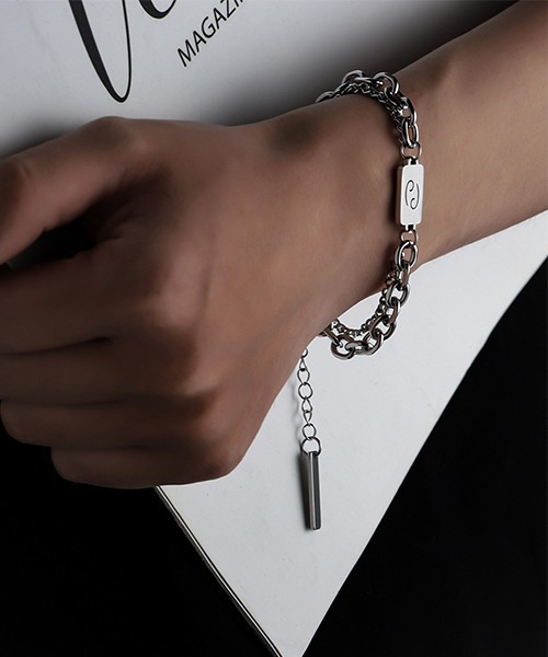 シルバーブレスレット シルバーチェーン 2点まとめ商品 ブレスレット 二連チェーンデザインシルバーブレスレット/メンズ(T3