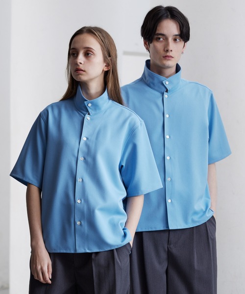 KABEL シャツ 半袖 無地 KL0320-01-1005RC 3 青 ブルー 半袖ワイシャツ ブルー 吸水速乾 Levin UOMO｜SHIRT STATION（シャツ