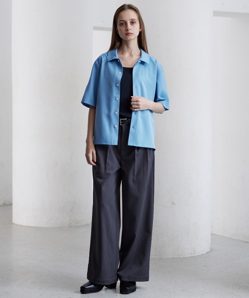 CLEL(クレイル) シャツ 「CLEL」TR Short Sleeve Open Collar Shirt CLEL(クレイル) シャツ 「CLEL」TR Short Sleeve Open Collar Shirt