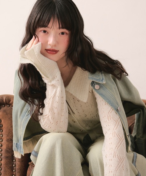 loin nuit ロワンニュイ レイヤードデザインカーディガン グレー loin nuit カーディガン nuance design knit cardigan / ニュアンス