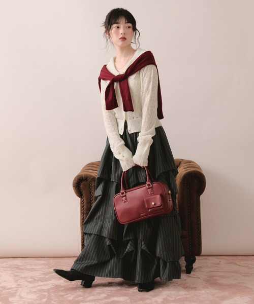 loin nuit ロワンニュイ レースアップグリッターニット loin nuit カーディガン glitter sheer cardigan / グリッターシアー