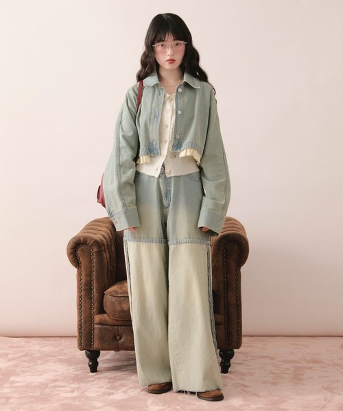 レイヤードデザインカーディガン　loinnuit ロワンニュイ loin nuit カーディガン glitter sheer cardigan / グリッターシアー