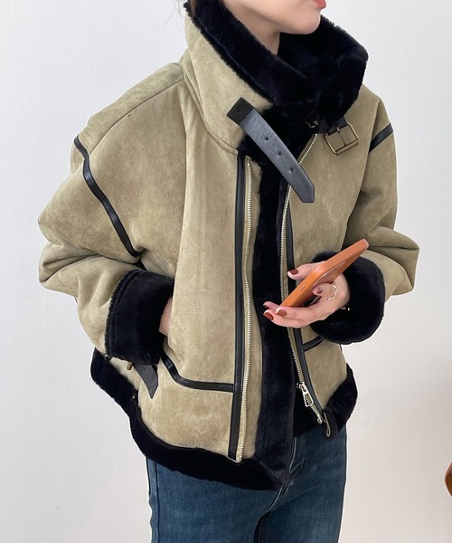 「aimoha」 ジャケット LARGE オフホワイト レディース_画像6