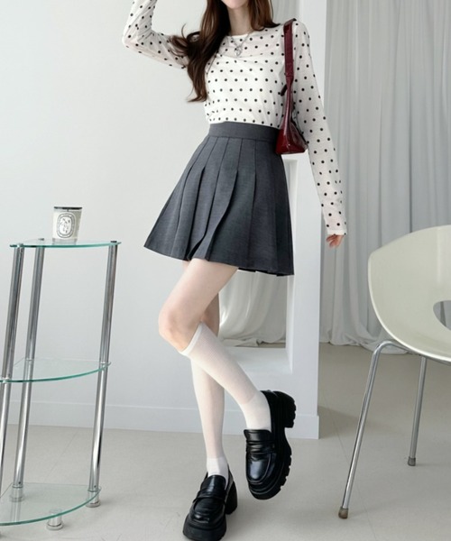 Ada. tシャツ シアー ドット クルーネック ロンT レディース