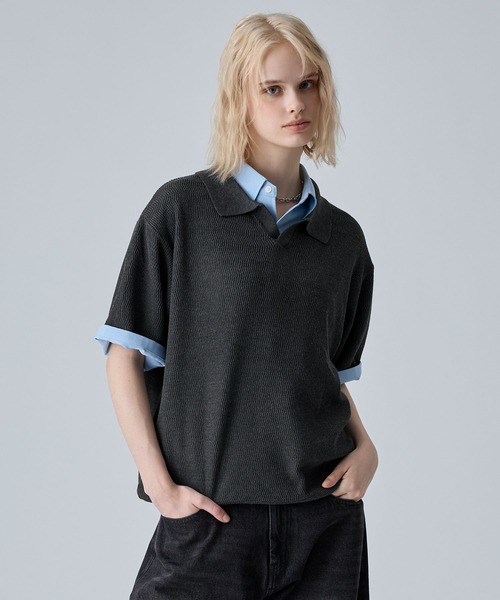 VELNUS ポロシャツ 半袖 「VELNUS」Melange-Like Compact Skipper