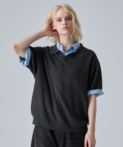 VELNUS ポロシャツ 半袖 「VELNUS」Melange-Like Compact Skipper