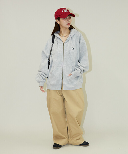 「U.S. POLO ASSN.」 ジップアップパーカー SMALL ライトグレー メンズ_画像4