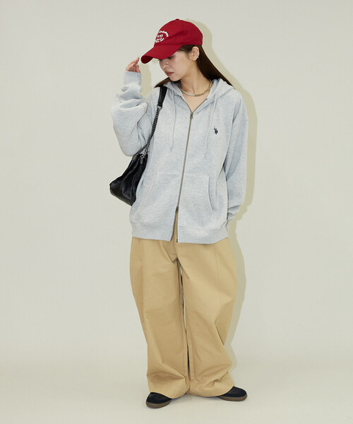「U.S. POLO ASSN.」 ジップアップパーカー SMALL ライトグレー メンズ_画像5