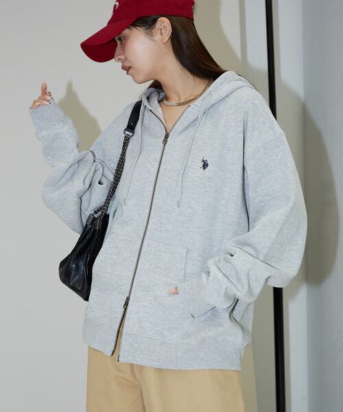 「U.S. POLO ASSN.」 ジップアップパーカー SMALL ライトグレー メンズ_画像8