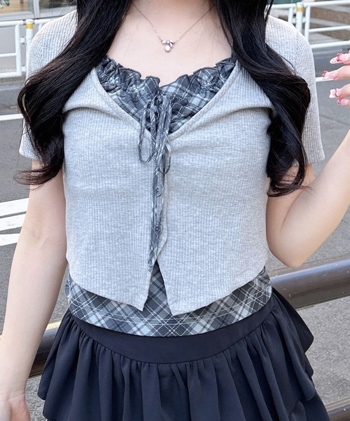 「ナ*ページ」 INGNI（イング） tシャツ レイヤードカーデトップス レディース