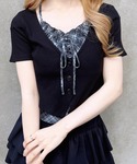 tシャツ 半袖 レイヤードカーデトップス レディースの詳細画像2