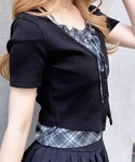 tシャツ 半袖 レイヤードカーデトップス レディースの詳細画像4