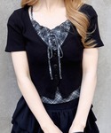 tシャツ 半袖 レイヤードカーデトップス レディースの詳細画像3