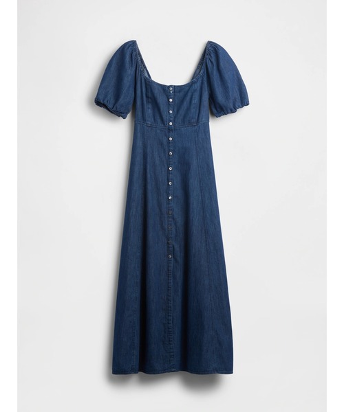 GAP（ギャップ） ワンピース 半袖 デニム パフスリーブ フロントボタン