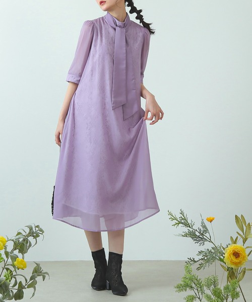 「Kana」 半袖ワンピース M ラベンダー レディース_画像4