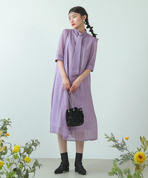 「Kana」 半袖ワンピース M ラベンダー レディース_画像5