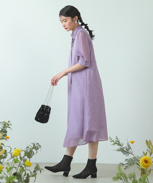 「Kana」 半袖ワンピース M ラベンダー レディース_画像7