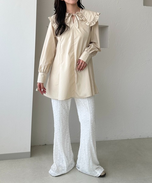 「apres jour clair」 長袖ワンピース X-LARGE オフホワイト レディース_画像6