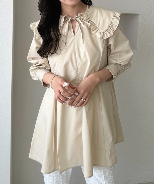 「apres jour clair」 長袖ワンピース X-LARGE オフホワイト レディース_画像9