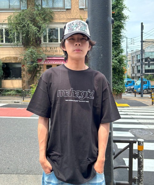 tシャツ 「mahagrid/マハグリッド」OVERLAP TEE/オーバーラップ 半袖 カットソー レディース メンズ MAHAGRID tシャツ 「mahagrid/マハグリッド」OVERLAP TEE