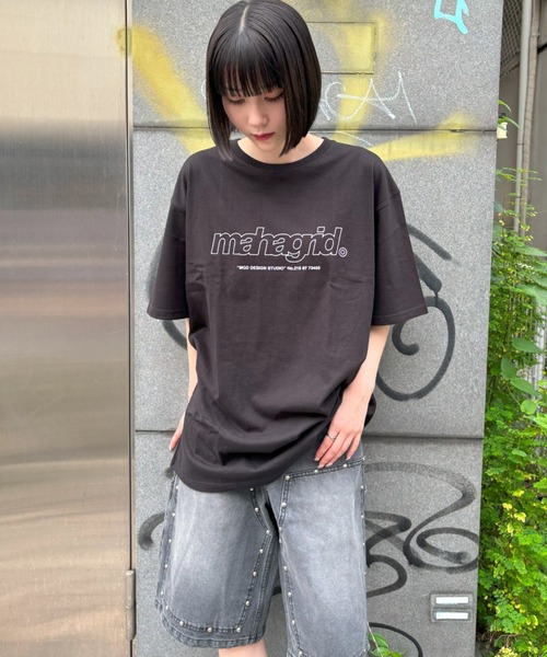 tシャツ 「mahagrid/マハグリッド」OVERLAP TEE/オーバーラップ 半袖 カットソー レディース メンズ MAHAGRID tシャツ 「mahagrid/マハグリッド」OVERLAP TEE