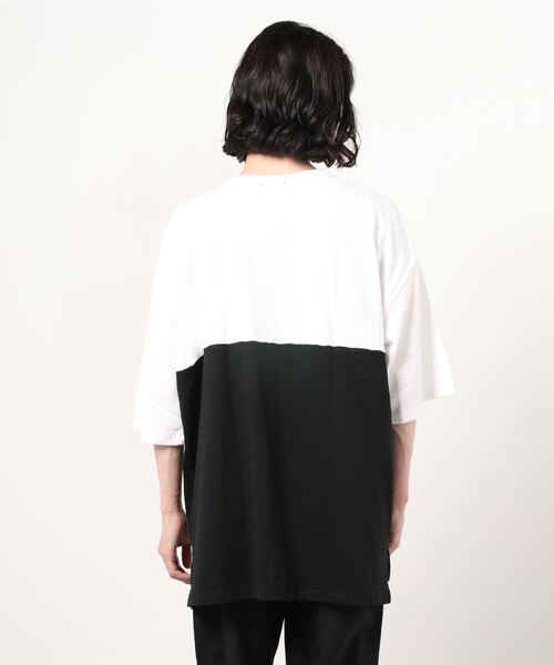 [A|X] コットンサイドスリットクルーネックTシャツ BEATJIVE tシャツ 厚手 切替Tシャツ 無地 サイドスリット クルー