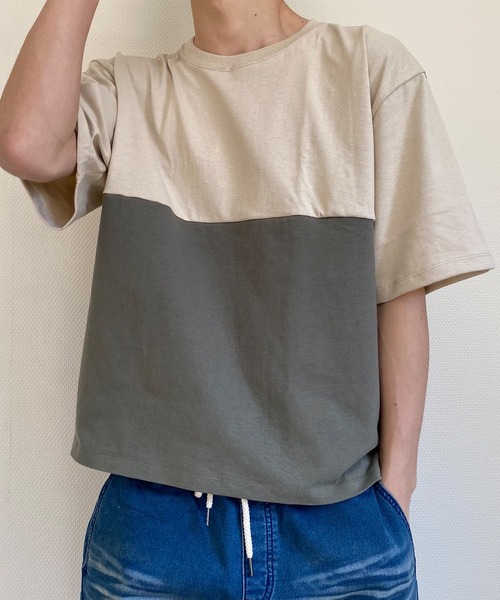 [A|X] コットンサイドスリットクルーネックTシャツ BEATJIVE tシャツ 厚手 切替Tシャツ 無地 サイドスリット クルー