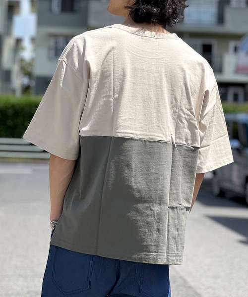 [A|X] コットンサイドスリットクルーネックTシャツ BEATJIVE tシャツ 厚手 切替Tシャツ 無地 サイドスリット クルー