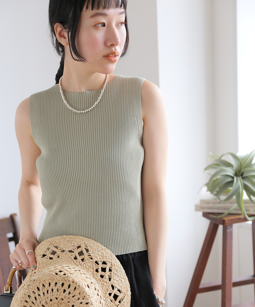 IENA - IENA Ribノースリーブプルオーバー IENA（イエナ）の「レーヨンコットン RIB ボートネック