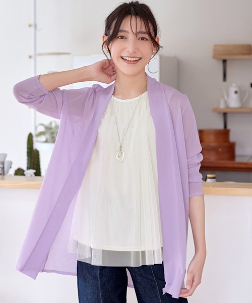 カーディガン 「AECA BLANC」アエカブラン/バックプリーツトッパーカーディガン レディース UNDICI・NOVE カーディガン 「AECA BLANC」アエカブラン/バック