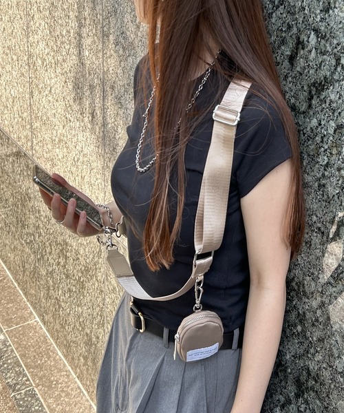 VENCE EXCHANGE ポーチ付きベルトストラップスマホショルダー