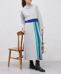 Chez toi（シェトワ） ワンピース ストライプ切替ニットワンピ―ス