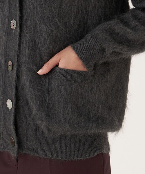 DRAWER ドゥロワー☆PRE カシミヤファーVネックカーディガン グレー Drawer｜PRE カシミヤファーVネックカーディガン | Rakuten Fashion