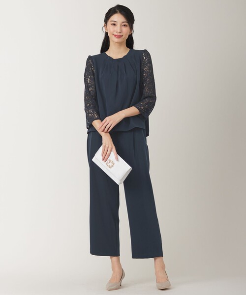 洗える any SIS 2点セットアップ フォーマル レース パンツ 結婚 入学 ANY SIS（エニィスィス） セットアップ 「2SET」レーススリーブ