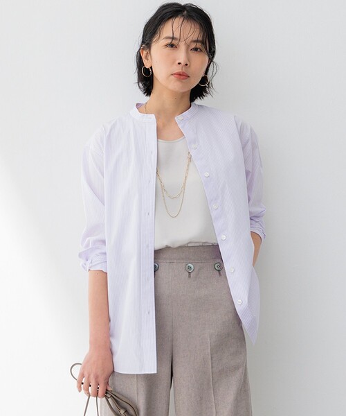 ブラウス シャツ 「Oggi4月号掲載/洗える」CANCLINI バンドカラー シャツ レディース 23区 ブラウス シャツ 「Oggi4月号掲載/洗える」CANCLINI バンド