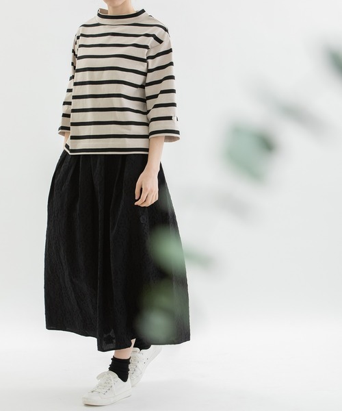 ノップドゥノッド nop de nod USコットンボトルネック7分袖 （ブラック） nop de nod tシャツ USコットンボトルネック7分袖 レディース