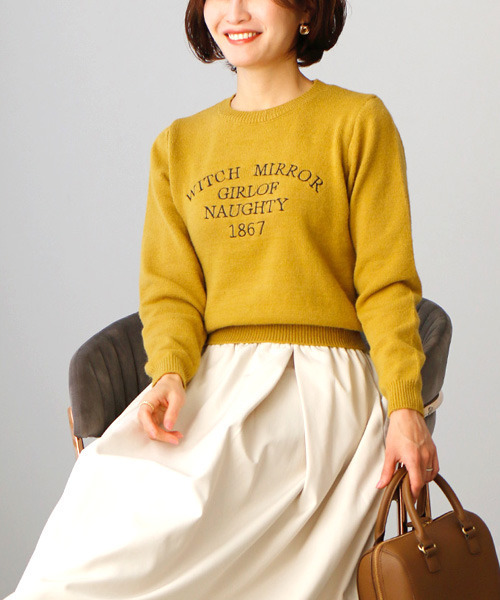 tシャツ 大人の新アイテム！今買い足すロゴニットキレカジコーデ集 レディース Ehre style tシャツ 大人の新アイテム！今買い足すロゴニット